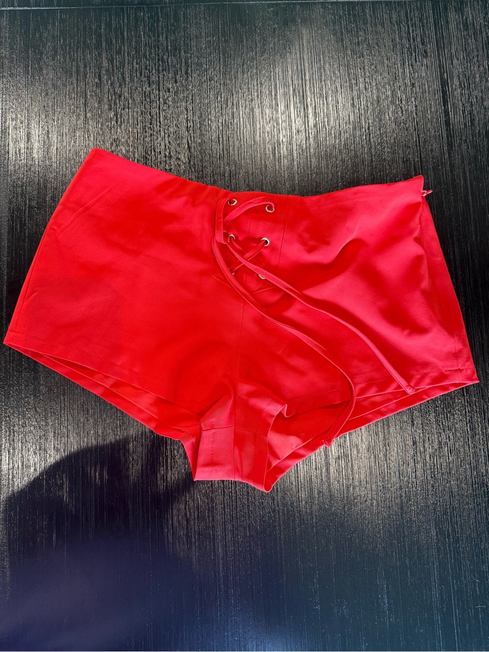 Red Lace-Up Shorts